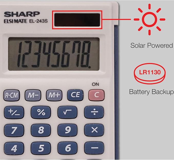 Sharp Calculators EL-243SB 8-Digit Pocket Calculator