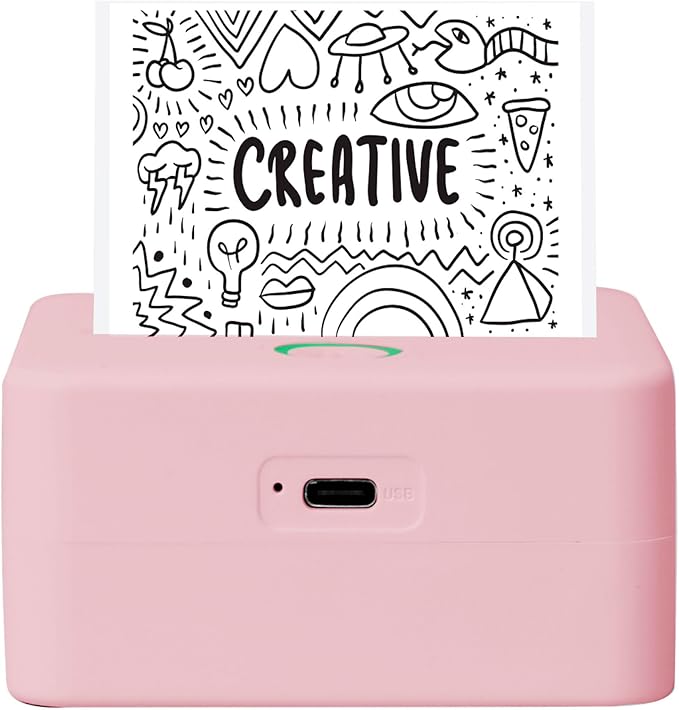 Core Innovations Wireless Mini Portable Inkless Thermal Printer & LabelMaker + Paper Pink