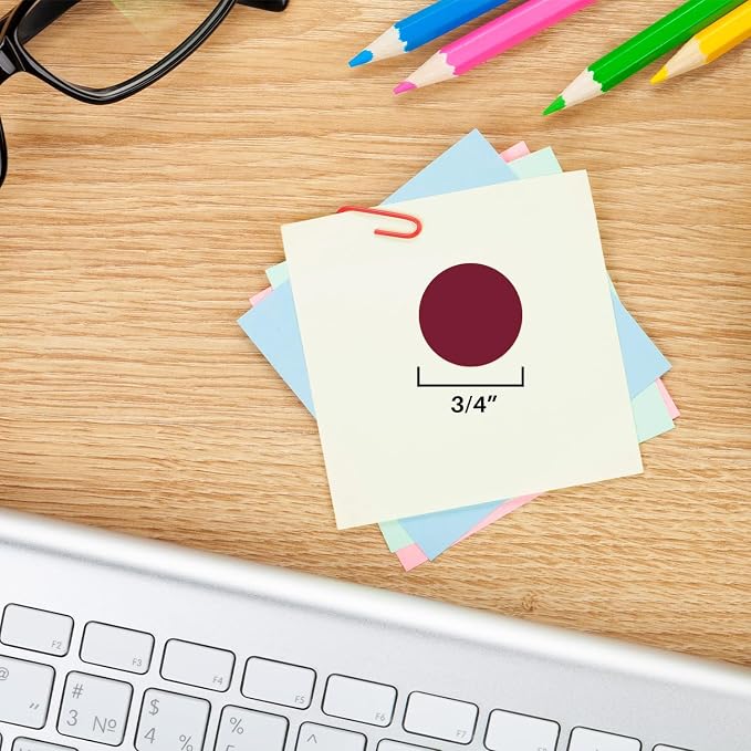 Maroon Dot Stickers, 3/4 Inch, 1008/Pack | Semi-Gloss Paper Circle Labels for Offices, Retail, Classrooms, and Warehouses. Made in USA