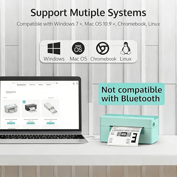 OFFNOVA USB Shipping Label Printer, 4x6 Thermal Printer for Shipping Packages, High-Speed Label Maker, Compatible with ShipStation, UPS, FedEx, Ebay, Amazon, Shopify, USPS, NO Bluetooth Function