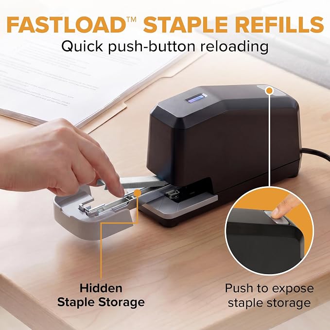 Bostitch Office Impulse Heavy Duty Electric Stapler Value Pack, 45 Sheet Capacity, Includes 5,000 Staples, No-Jam, Faster Stapling, Silver