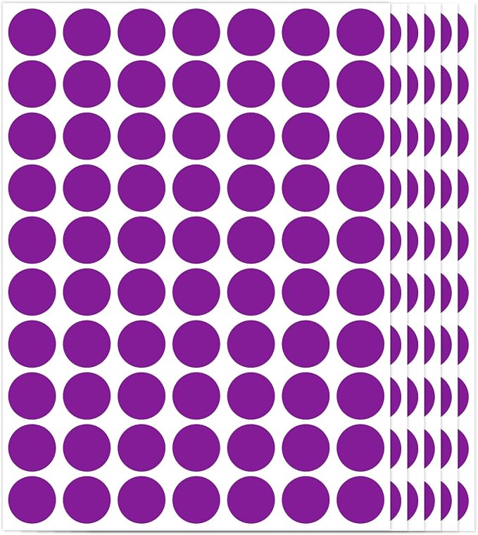 1400 PCS Purple Circle Dot Stickers 3/4" Round Coding Label | Used for manual labor in kindergartens, garage yard price sales, organizing activity color groups,marking spice bottles