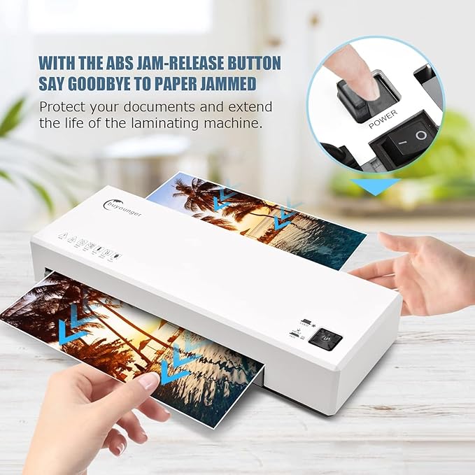Laminator Machine with 40 Laminating Sheets, A4 Laminator Thermal and Cold with Paper Trimmer & Corner Rounder, 9 Inch Laminating Machine for Home School Office