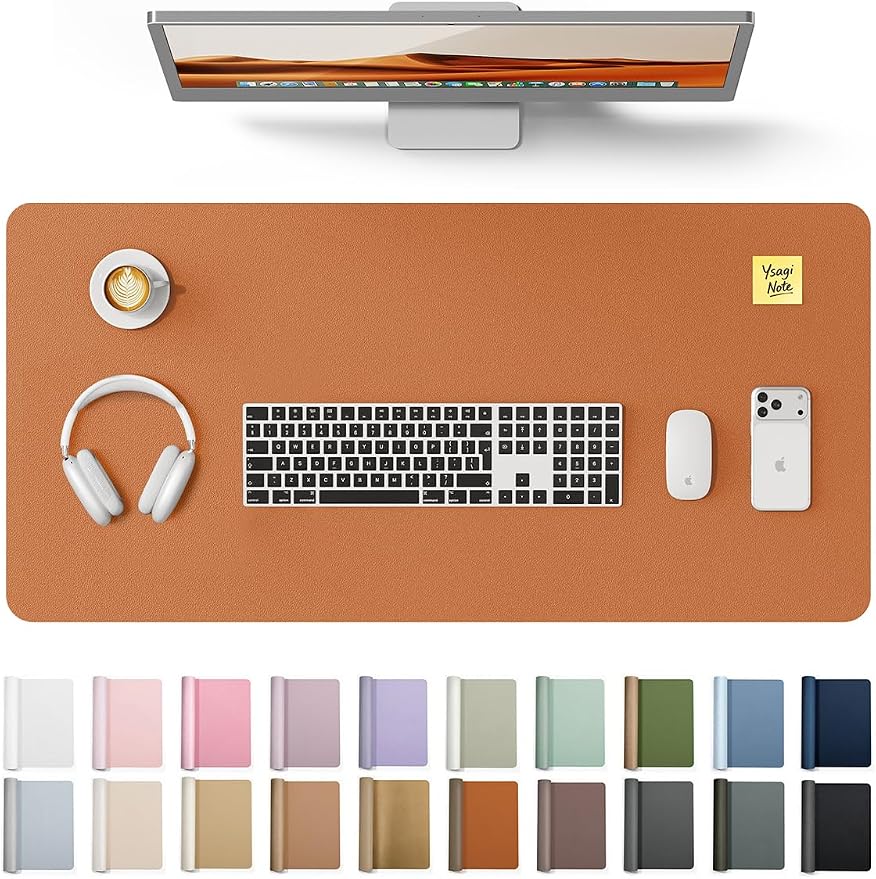 YSAGi Desk Protector&Blotter, Non-Slip Waterproof Leather Mouse Pad | Shields Scratches, Stains, Spills, Heat & Scuffs; Suede Non-Slip; Easy-Clean; Comfy Writing/Typing, 31.5" x 15.8",Brown