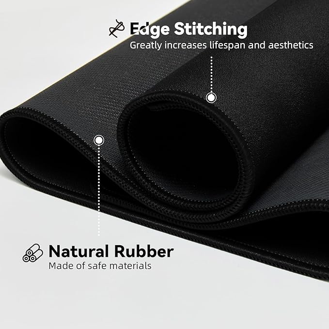 Large Gaming Mouse Pad with Durable Stitched Edges, Non-Slip Rubber Base, Black Mousepad Mouse Mat Desk Pad for Home Office Gaming, 35.4''x11.8''x0.12'', Black