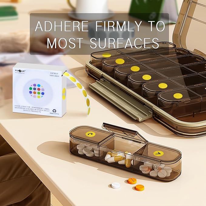 PARLAIM Round Dot Stickers 1/2 Inch Color Coding Labels on a Roll, 1000 PCS Permanent Circle Stickers in Plastic Dispenser Box for Home Office Classro