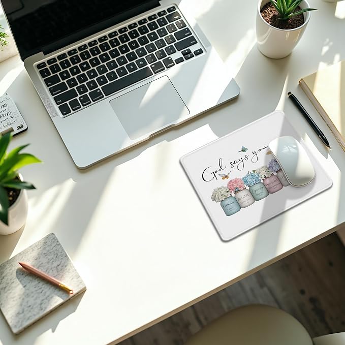 Christian Inspirational Gifts God Says You are Mousepad, Christian Office Supplies Desk Accessories, Religious Bible Verse Mouse Pads for Desk Office Computers Laptop Accessories, 9.5x7.9 Inch