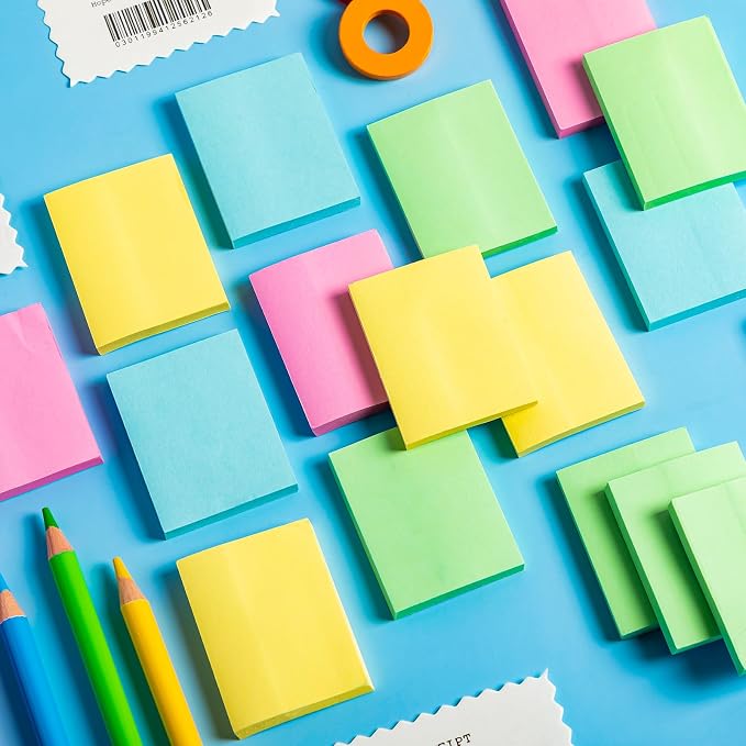 Fainne 60 Pads Sticky Notes Bulk 1.5x2,Simple Style,Classic Color,60 Pads | Bulk Mini Posted Pads, 50 Sheets Each, Self Stick Memo Paper for Office School Notebook, Bright Assorted Colors