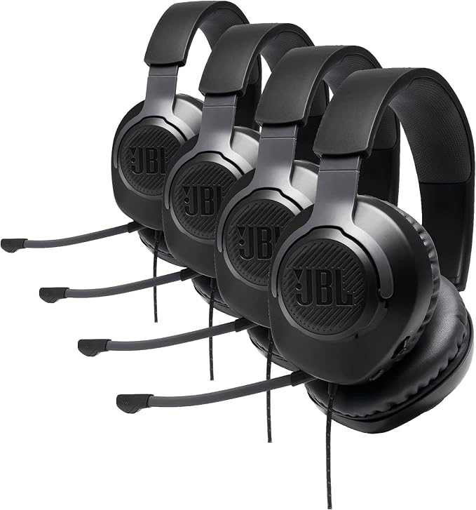 JBL Quantum 100 - Wired Over-Ear Gaming Headphones - Black,Large,(Pack of 4)
