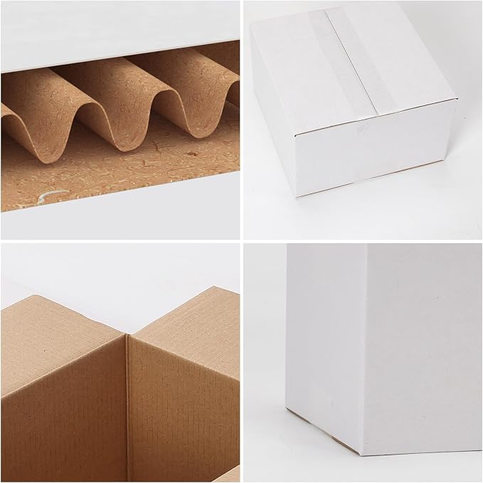 7x7x4 Shipping Boxes Set of 40, White Kraft Corrugated Cardboard Boxes Mailers for Packaging