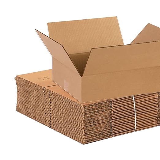 BOX USA Shipping Boxes Flat 14"L x 12"W x 4"H 25-Pack - Corrugated Cardboard Box for Moving, Mailing, Packing, Packaging and Storage