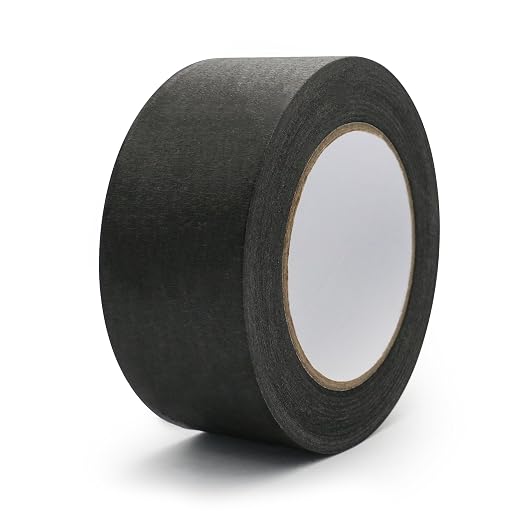 Black Painters Tape 2 inch Wide, Black Masking Tape 2 inch x 55 Yards Paper Tape for Arts DIY Crafts Painting Labeling Decoration School Projects Home Office