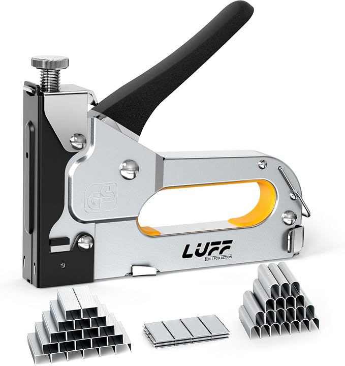 Staple Gun - LUFF 3 in 1 Heavy Duty Stapler Gun with 3000 Staples for Upholstery, Manual Brad Nailer Power Adjustment Stapler Gun for Wood, Decoration, Crafts DIY