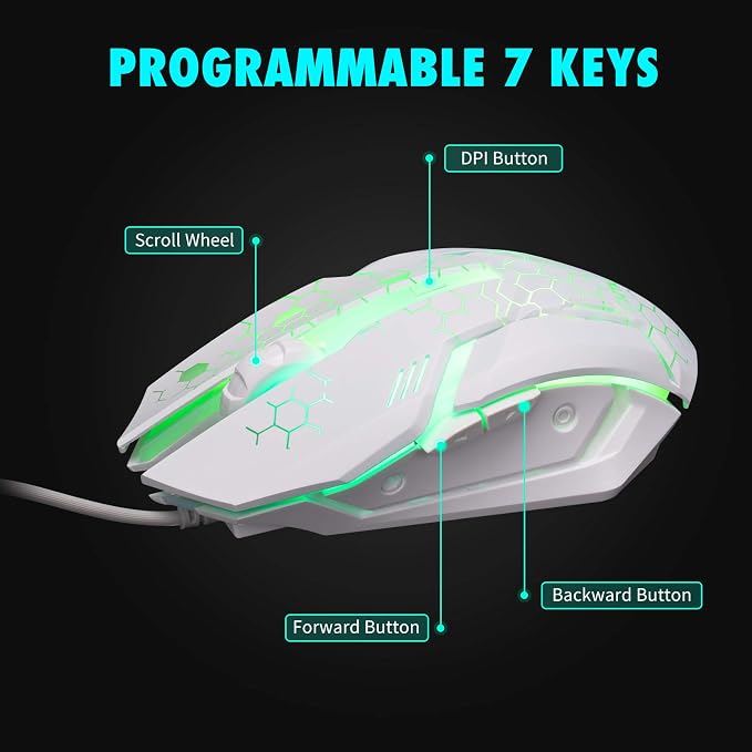 CHONCHOW RGB Gaming Keyboard and Mouse Combo,USB Wired Light Up Keyboard | Rainbow LED Lit Backlight Keyboard Mouse Set for Computer Windows PC PS4 Xbox Laptop iMac Resberry Pi