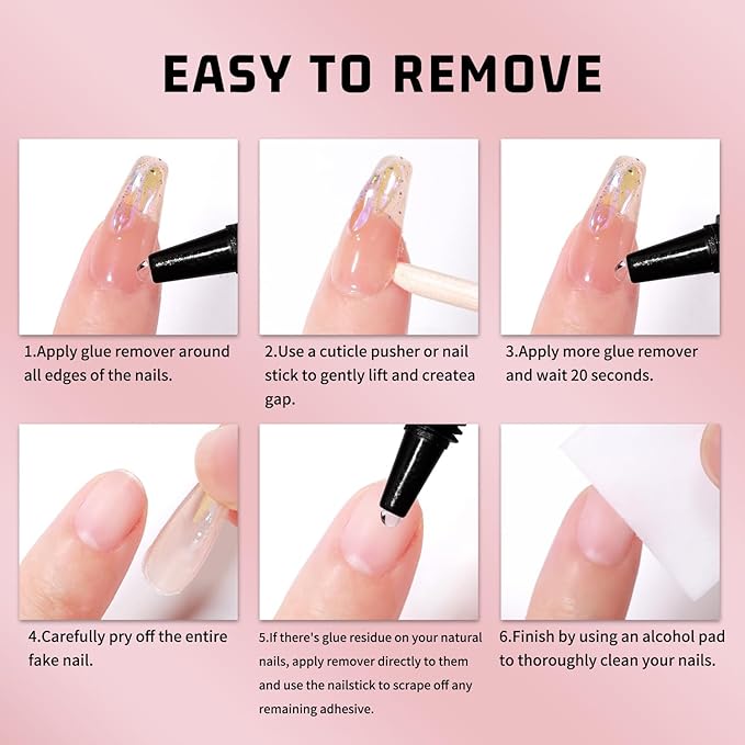 15g Semi Solid Nail Glue with 15g Remover for Press On Nails Tips Gel Nail Glue No Need for UV Lamp Quick Drying a Long Lasting Fake Acrylic Nail