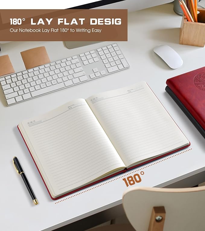 Lined Journal Notebook for Women Men,256 Pages A4 Large Hardcover Leather Journals for Writing,Travel,Business,Work,School,College Ruled Notebooks for Note Taking, Diary Notepad 8.6"×11"