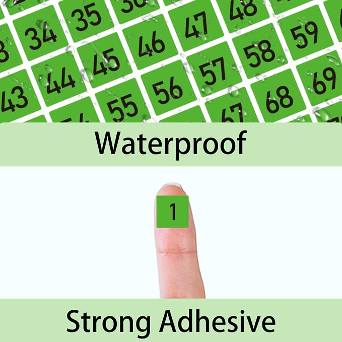 STARLIBOO 1 to 100 Consecutive Number Stickers, 0.4 inch Square Small Number Stickers Labels for Inventory, Storage, Organizing, Boxes, Bins, Toolbox, Locker (3000 Labels, Green)