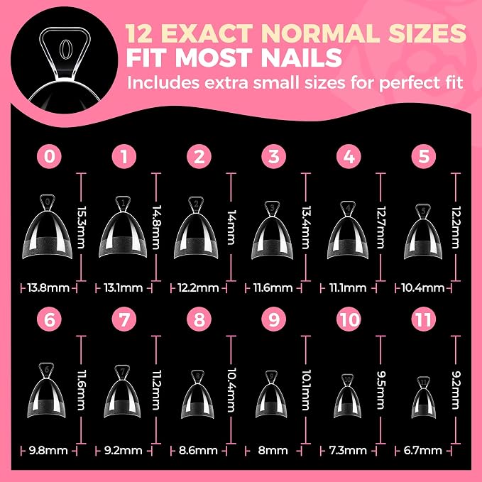 UNA GELLA Almond Shape Nail Tips Short: 504pcs Half Cover Almond Tips | Half Matte Clear Gel Fake Nails Self-handle for Nail Extension Easy DIY Nail Salon for Her, 12Sizes