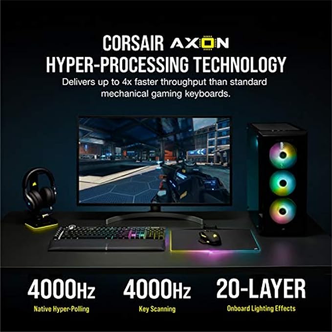 Corsair K100 RGB Mechanical Gaming Keyboard - Cherry MX Speed RGB Silver Keyswitches - PBT Double-Shot Keycaps - Elgato Stream Deck and iCUE Compatible - QWERTY NA Layout - Black