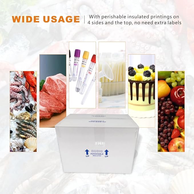 Insulated Shipping Boxes with Liners, 4 Pack 15'' x 10'' x 11'' Small Cold Shipping Boxes, for Perishable Frozen Food Shipping, White (TB151011L-4)