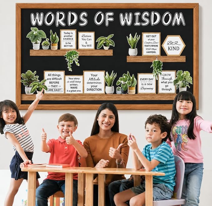 Motivational Bookshelf Bulletin Board Set – Plant Themed Reading Classroom Decor – Inspirational Library Cutouts for Back to School Bulletin Boards & Wall Displays