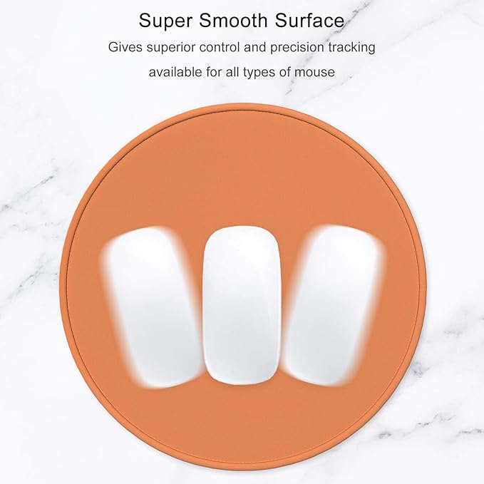 Hsurbtra Mouse Pad, Premium-Textured Small Round Mousepad 8.7 x 8.7 Inch Orange, Stitched Edge Anti-Slip Waterproof Rubber Pretty Cute Computer Mat for Office Home Gaming Laptop Men Women Kids