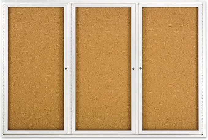 Quartet Bulletin Board, 6' x 4' Enclosed Cork Notice Board, Lockable Swing Doors, Aluminum Frame (2367)