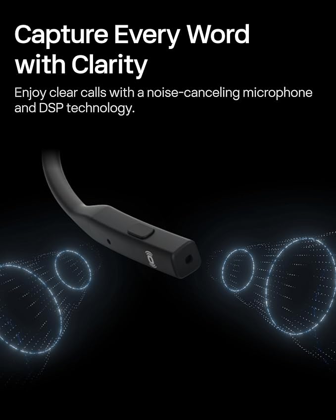 SHOKZ OpenComm2 UC 2025 Upgrade - Open-Ear Wireless Computer Headset with Boom Mic, Bone Conduction Bluetooth Stereo Headphones, USB-C Dongle Compatible with PC and Mac, Zoom Certified - C120 UC