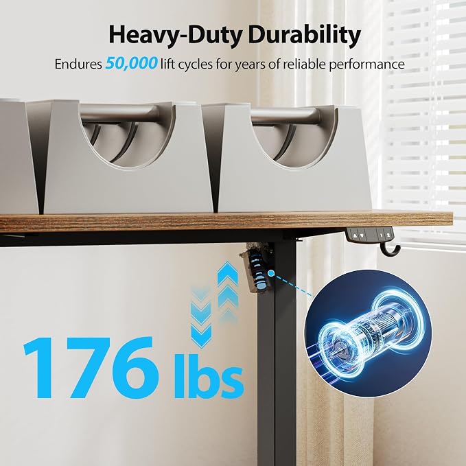 Agilestic 48*28 Inch Height Adjustable Electric Standing Desk, Rustic Brown | Sit Stand Up Computer Desk, Extra Wide desktop, Memory Presets, Stable Steel Frame,154 lbs, Easy Assembly, Splice Board