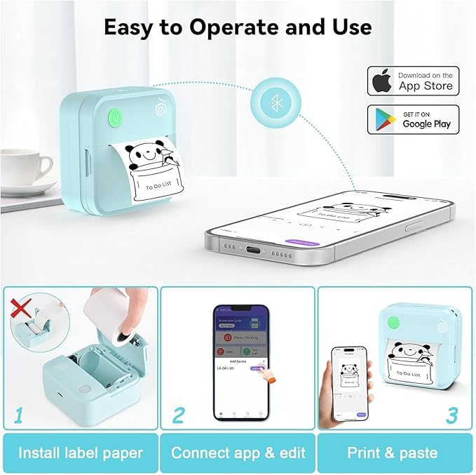 Label Maker Machine Portable Label Printer with Multiple Templates Wireless BT Label Maker for Home Office School Organization (Blue)
