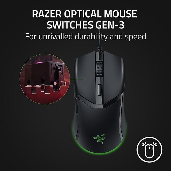 Razer Cobra Wired Gaming Mouse: 58g Lightweight Design - Gen-3 Optical Switches - Chroma RGB Lighting with Underglow - Precise 8500 DPI Optical Sensor - 100% PTFE Mouse Feet - Speedflex Cable - Black