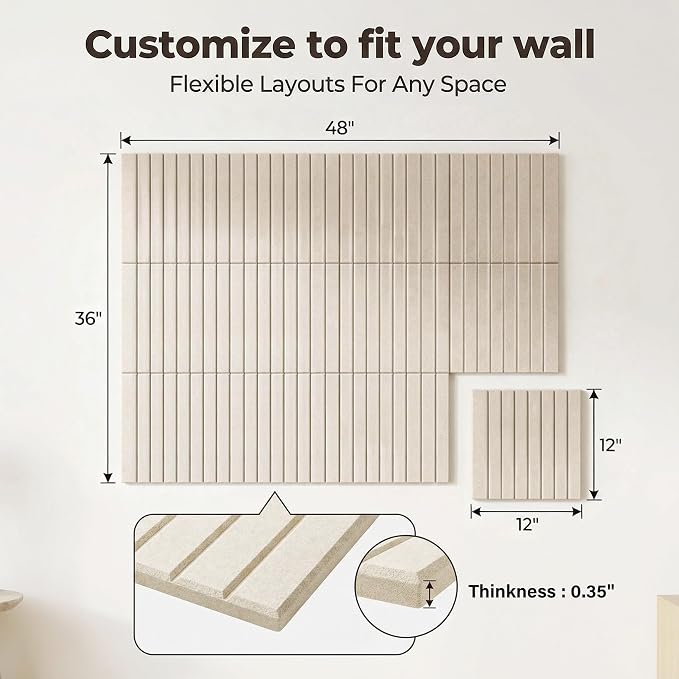 Felt Bulletin Board 48" x 36", Cork Boards for Walls, 12 Pack Bulletin Board Large Cork Board for Office, Felt Boards with 70 Safe Removable Adhesive Tabs, Pin Board for Home(Light Beige)