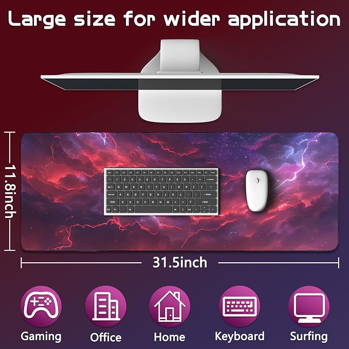 Mouse Pad Gaming - Desk Mat for Keyboard and Mouse - Large Mouse Pads for Desk, Gaming Mousepad with Non-Slip Base, Desks Pad (31.5" X 11.8") for Game, Office and Home