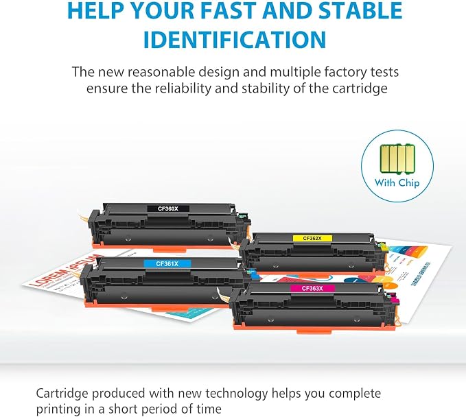 M553 508X Toner Cartridge Set 4-Pack Compatible for HP 508X 508A M552dn | Compatible for HP508X CF360A CF360X CF361X CF362X CF363X for LaserJet Color M552dn M553dn M553n M553x MFP M577 Printer Ink