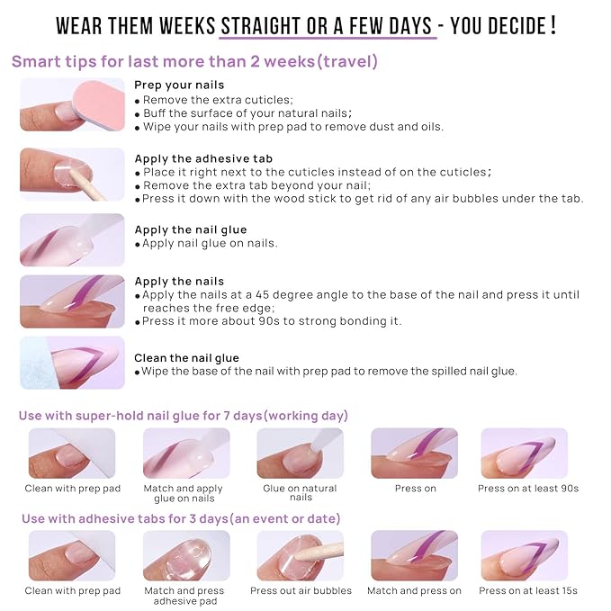 BTArtbox Press On Nails Short - Cat Eye French Tip Press On Nails Coffin, Light Weight & Fit Perfectly Nail Tips, Natural Fake Nail with Glue, Glue On Nails in 16 Sizes - 32 Nail Kit, Milky Way