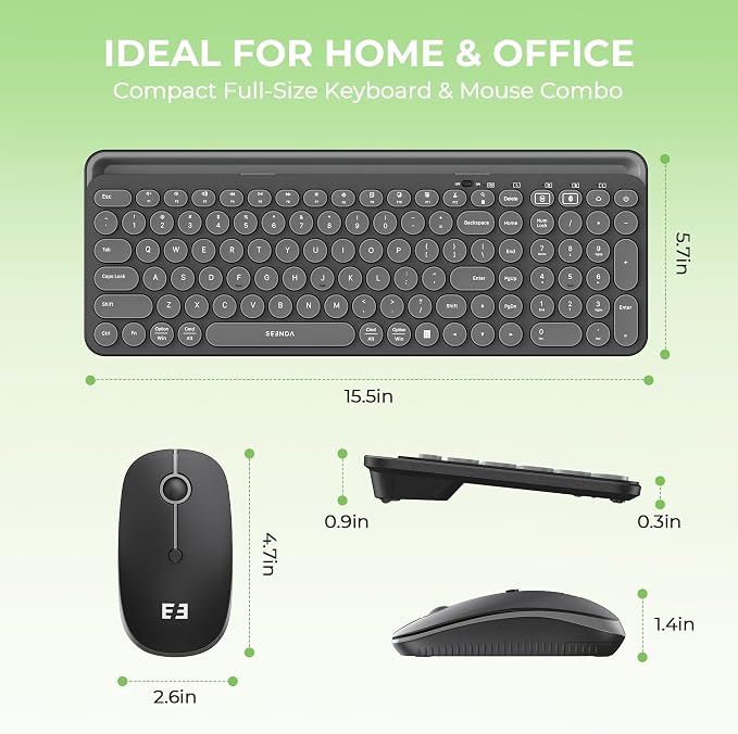 seenda CTU-301 Bluetooth Keyboard and Mouse Combo for iPad,Black | Bluetooth+2.4G combo with tablet holder, full-size keys and quiet clicks for iPad, iPhone, Mac, Windows and Android.