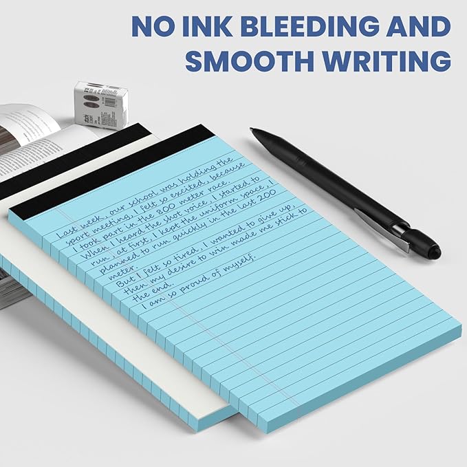 5pcs Small Note Pads, Colored Notepads 5x8 College Ruled Notebook, Writing Pads 5 x 8, Legal Pads, Pad Paper Perforate Notebooks for Work, Message, School, Office Supplies,30 Sheets/Pack