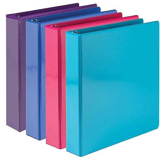 Samsill Durable 1.5 inch 3 Ring Binder, D Ring Binder, 100% Recycled Chipboard, Fashion Assortment, 4 Pack