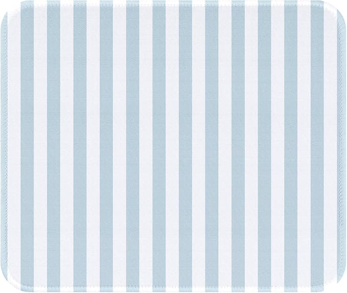 Cute Blue Stripes Mouse Pad, Waterproof Aesthetics Mouse Pads Design, Non-Slip Rubber Base Computer Simple Funny Mousepad,Small Mouse Mat Desk Accessories,Light Blue