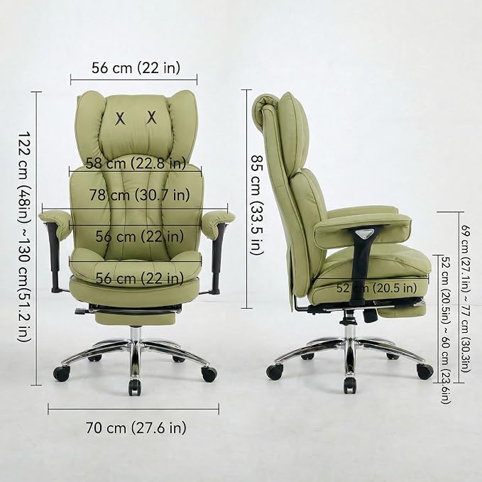 Efomao Big & Tall Desk Chair, Wide Executive Office Chair with Footrest Green