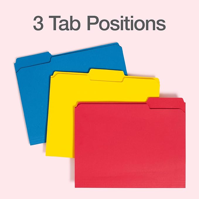 Oxford Colored File Folders, 15 Pack, 3 Tabs, 5 Assorted Colors, Letter Size (8.5" x 11"), Color-Coding for School, Office & Home Document Organization