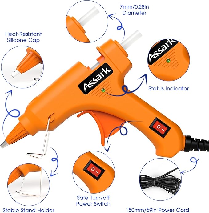 Hot Glue Gun Kit with 30 Glue Sticks, Fast Preheating Hot Melt, High Temp for School Crafts DIY Arts and Quick Home Repairs,20W