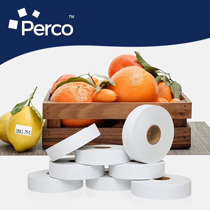 Perco White Pricing Labels for Monarch 1131 Price Gun – 8 Sleeves, 64 Rolls Value Pack - 160,000 Price Marking Labels – with Ink Rolls Included