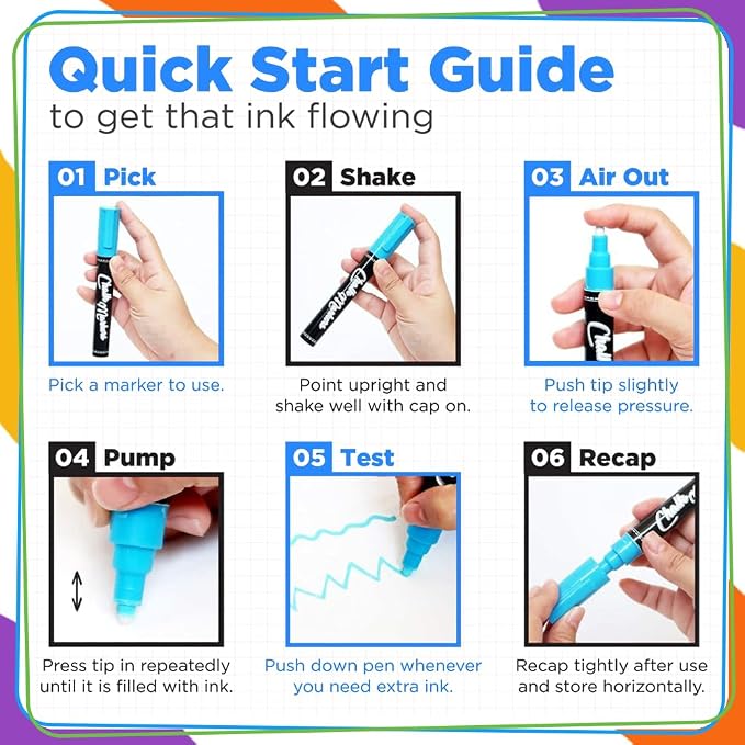 Chalkola 5 White Chalk Markers for Glass, Chalkboard, Blackboard, Window | 5 Variety Pack - Fine Tip, Bold & Jumbo - Erasable Liquid Chalk Pens (1mm, 3mm, 6mm, 10mm, 15mm) - White Dry erase Markers