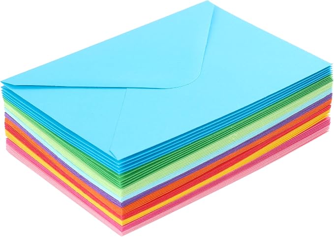 50 Pack 4x6 Envelopes,Contour Flap A4 Envelopes for Back to School,Engagement Invites,Weddings Invitation,Baby shower,Perfect for RSVP Card 120gsm(10 Assorted Colors)