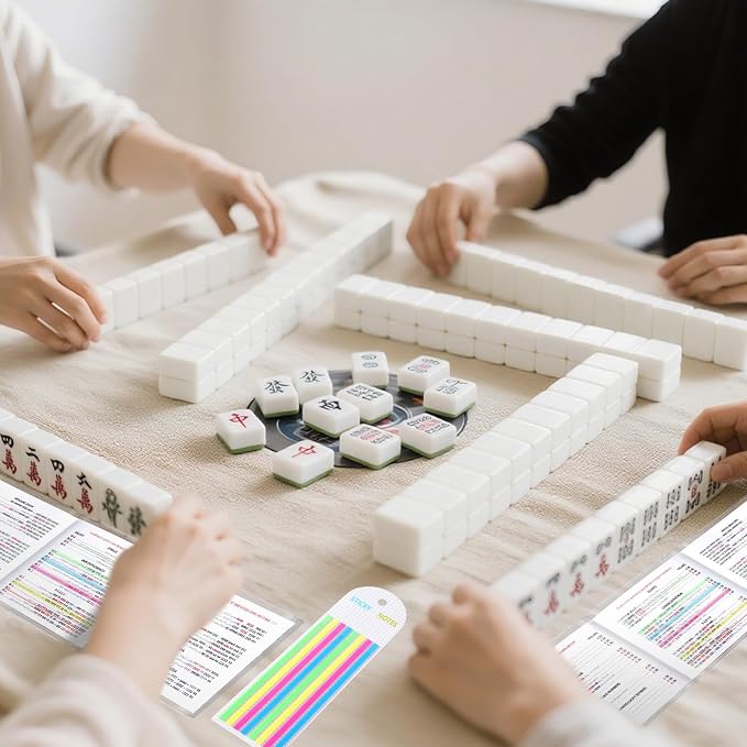 Mahjong Card Line Finder Highlighter Tape, Mahjong Line Highlighter Stripe, Transparent Sticky Card Markers Tabs, Mahjong Game Rule Reader, Reusable & No Adhesive Residue (320pc.4)