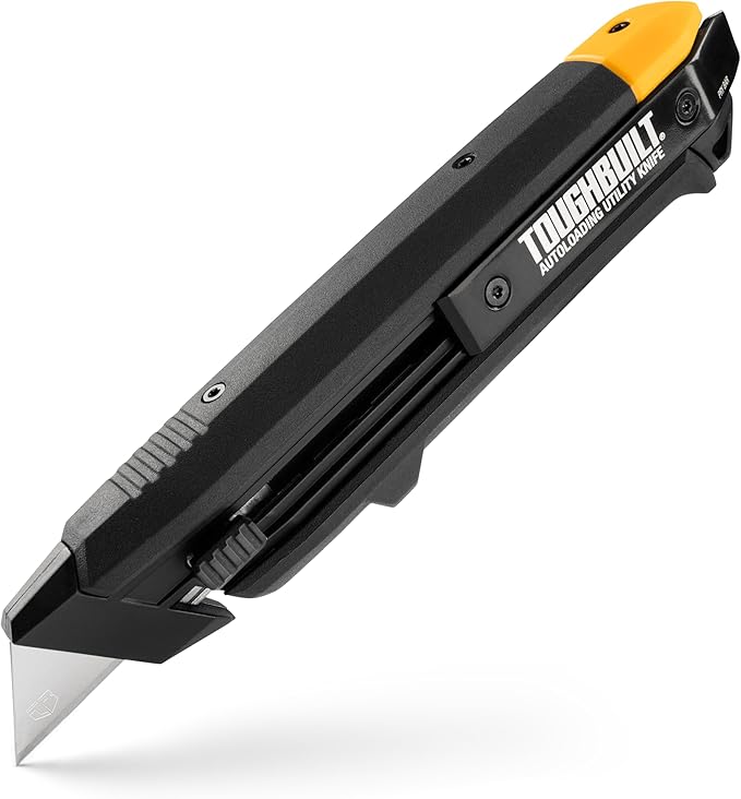 ToughBuilt – Autoloading Utility Knife, Heavy-Duty Retractable Knife with Built-In Blade Magazine, Quick-Change Mechanism, and All-Metal Construction (TB-H4-10-A)