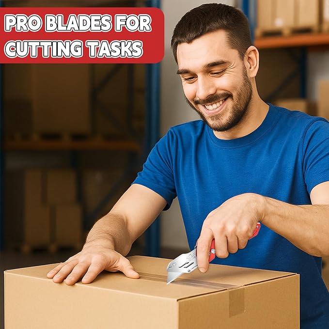500 Pack Utility Knife Blades, Heavy Duty Box Cutter Blades, Standard Replaceable Utility Blade with Storage Box, Sharp SK5 Steel Razor Blades for Drywall, Warehouse, Construction, Work
