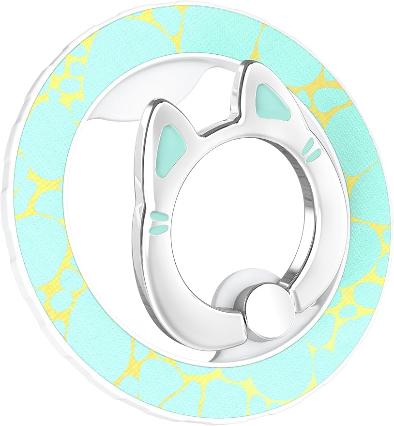 Magnetic Phone Ring Holder for magsafe, Cartoon Cat Snap, Glitter Magnetic Grip Compatible with iPhone 16 15 14 13 12 Pro max,Pro,Plus,Mini, Adjustable Kickstand, Green
