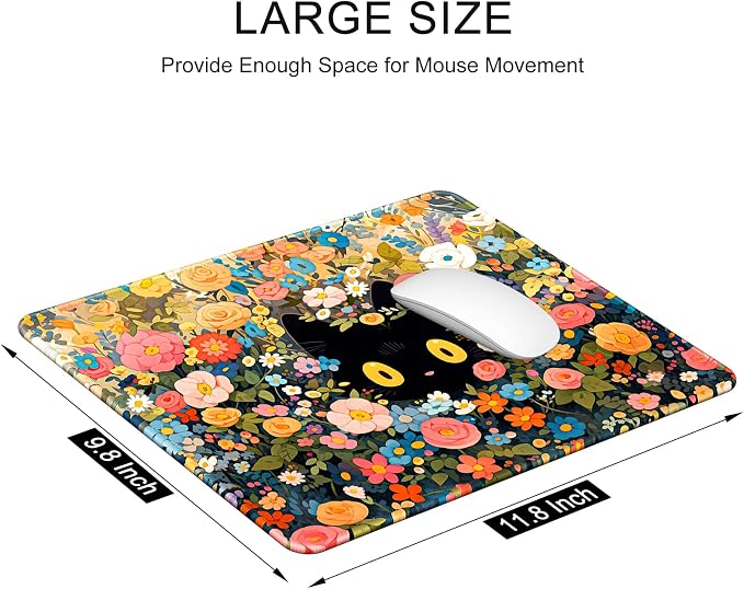 Auhoahsil Mouse Pad, 12 x 10 in Marble Theme Computer Mouse Pad for Desk, Premium-Textured Non-Slip Rubber Stitched Edges Waterproof Square Mouse Mat for Gaming Work Wireless Mice, Blue